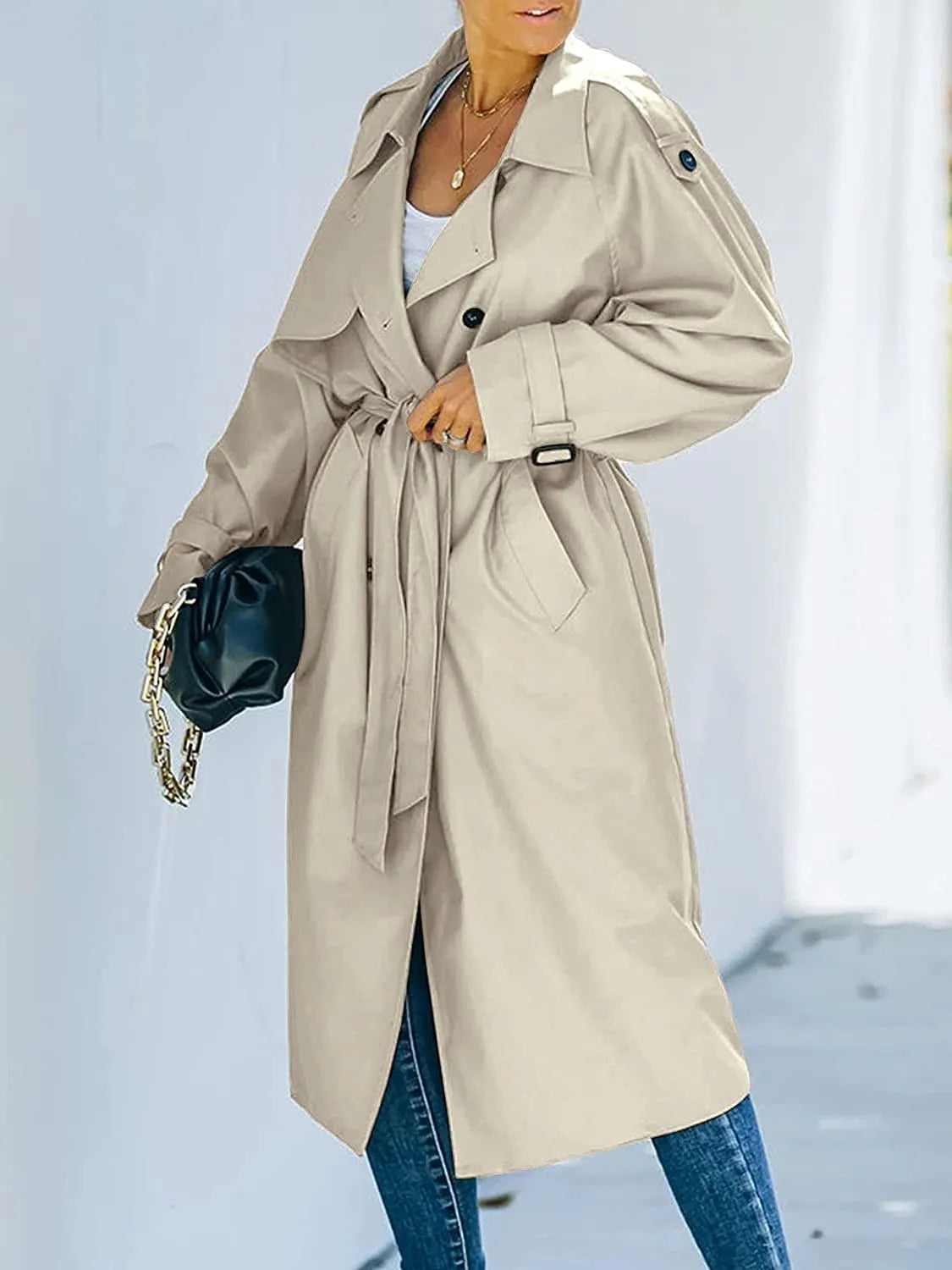 Casual Long Sleeve Windproof Trench Coat