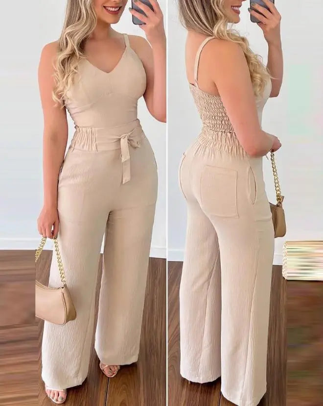 Elegant Sexy V-Neck High Waist Jumpsuit