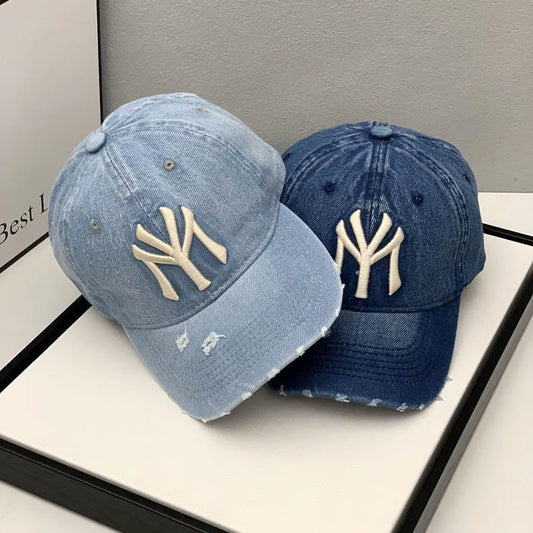 Embroidered Washed Denim Cap