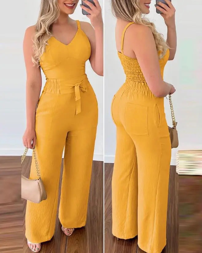 Elegant Sexy V-Neck High Waist Jumpsuit